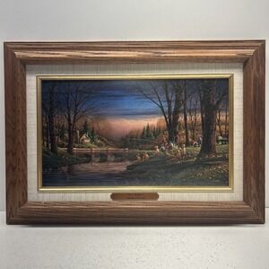 Vintage Terry Redlin Spring Fishing Framed Linen Print Presentation COA 13.5x19